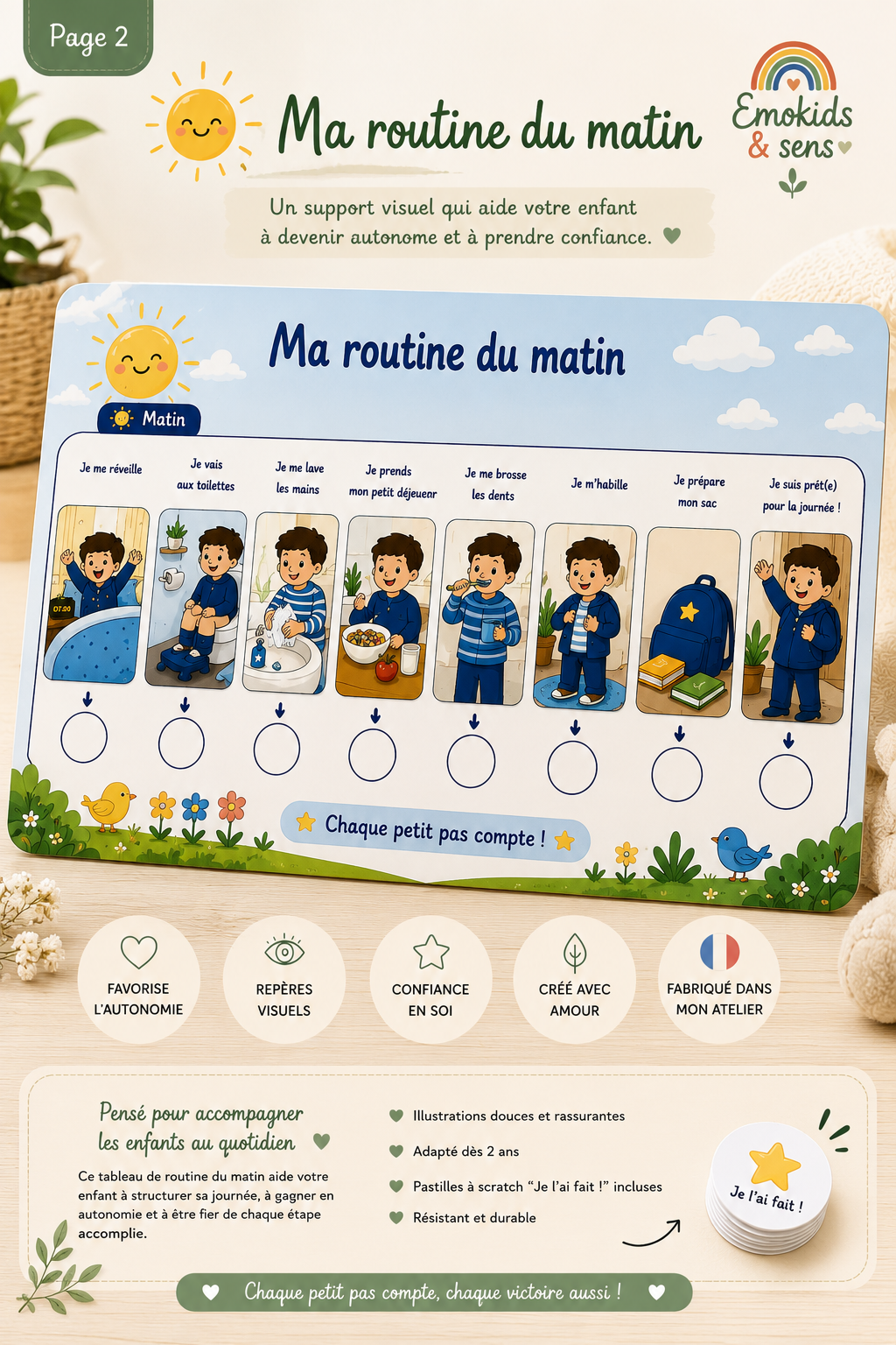 Mon Kit Routine – Matin & Soir | Tableau d’autonomie à scratch