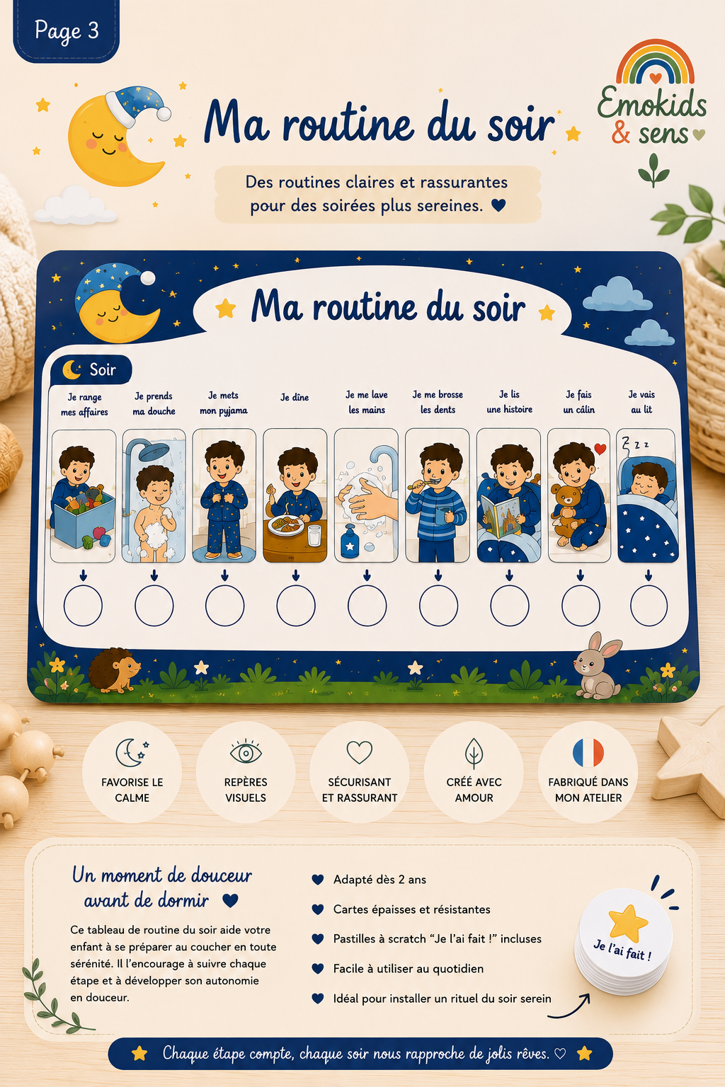 Mon Kit Routine – Matin & Soir | Tableau d’autonomie à scratch