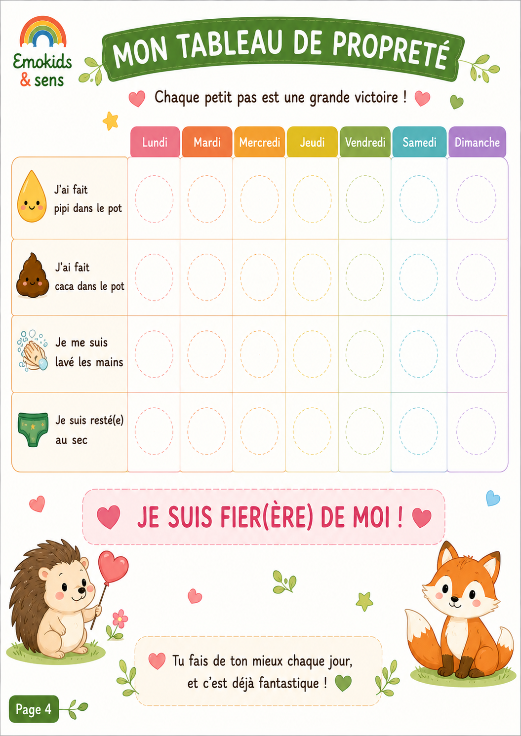 Mon tableau de propreté | Tableau éducatif à scratch
