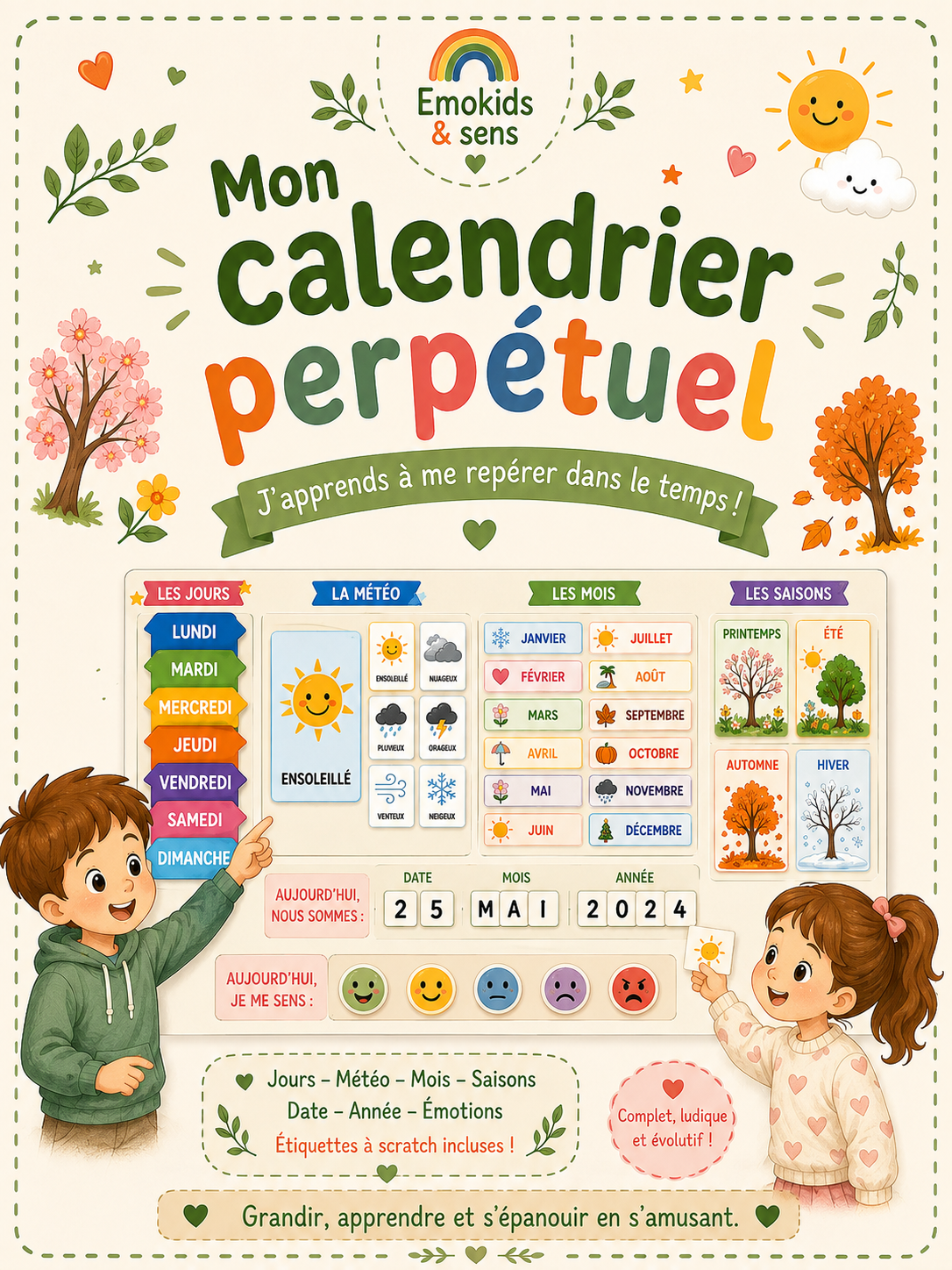 Mon calendrier perpétuel | Frise éducative à scratch personnalisable