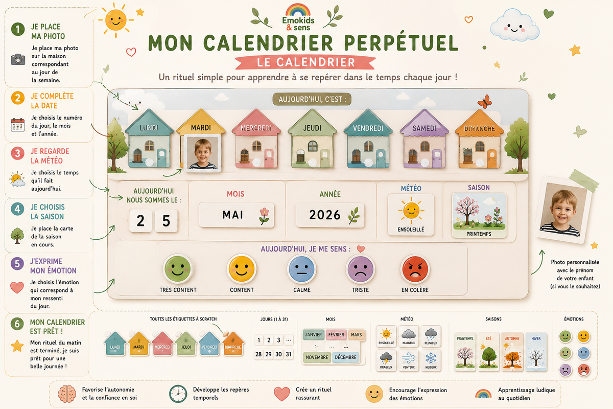 Mon calendrier perpétuel | Frise éducative à scratch personnalisable