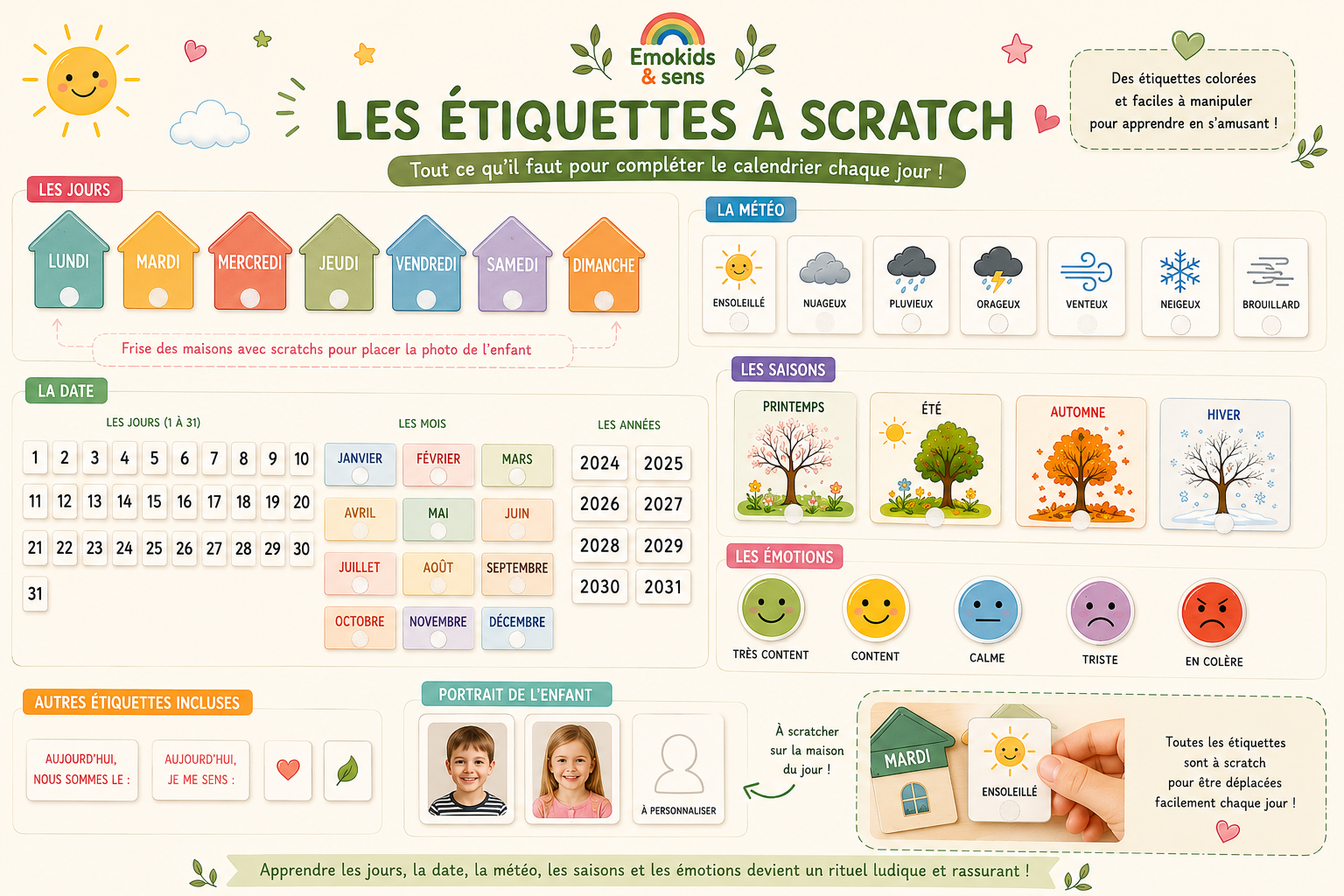 Mon calendrier perpétuel | Frise éducative à scratch personnalisable
