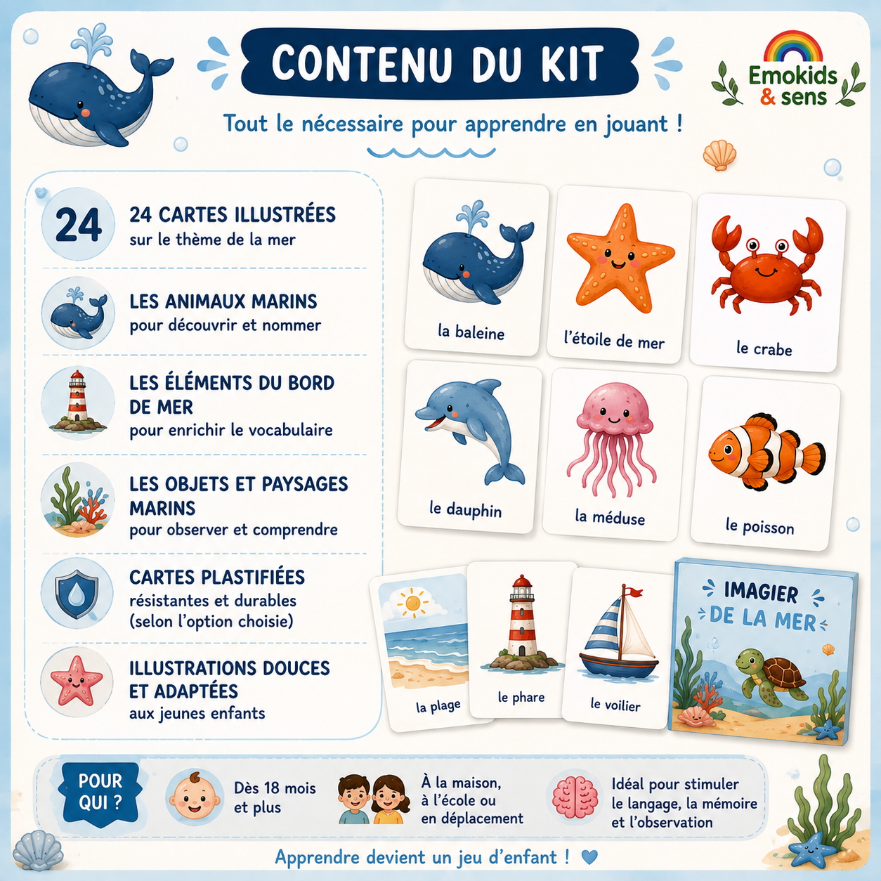 Mon imagier de la mer | Cartes éducatives pour développer le langage