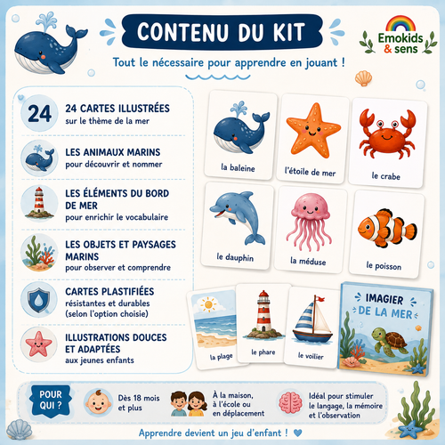 Mon imagier de la mer | Cartes éducatives pour développer le langage