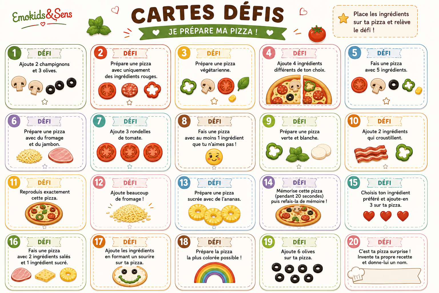 Jeu sensoriel à scratch – Je prépare ma pizza