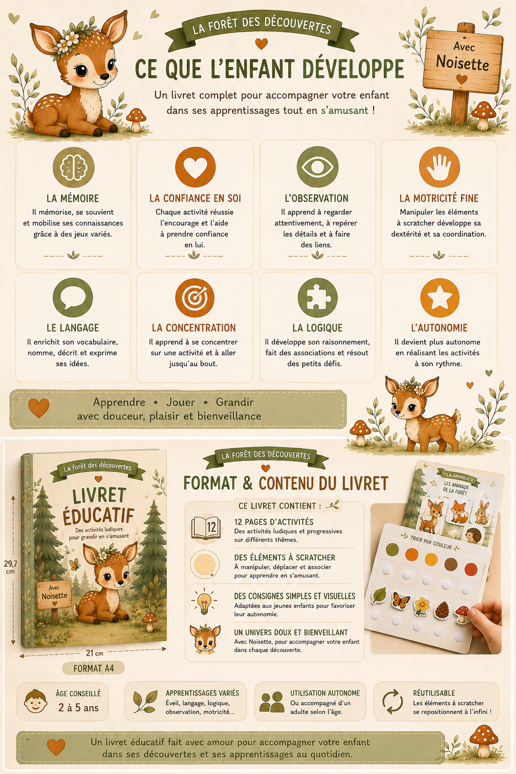 Mon livret d’activités personnalisé | Livre éducatif à scratch