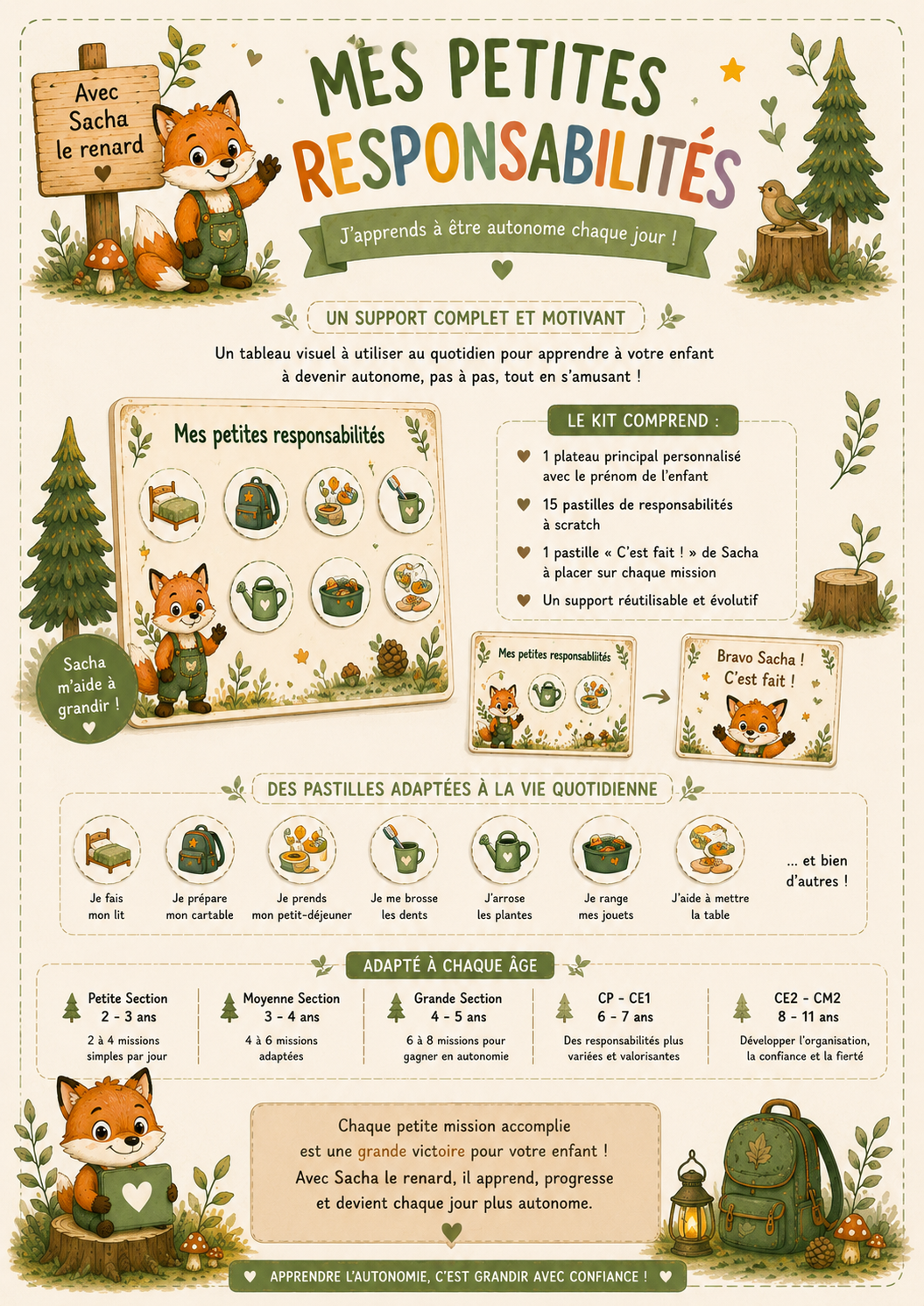 Mes petites responsabilités | Tableau éducatif à scratch